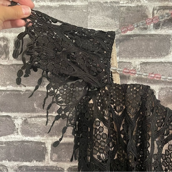 Stone Cold Fox Iowa Black Lace Mini Dress fringe ruffle - Picture 5 of 10